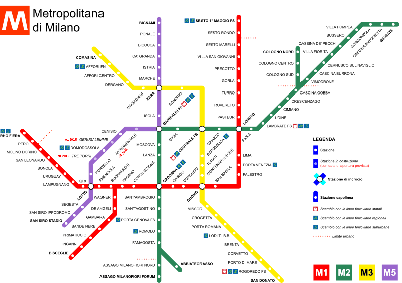 Карта метро в Милане