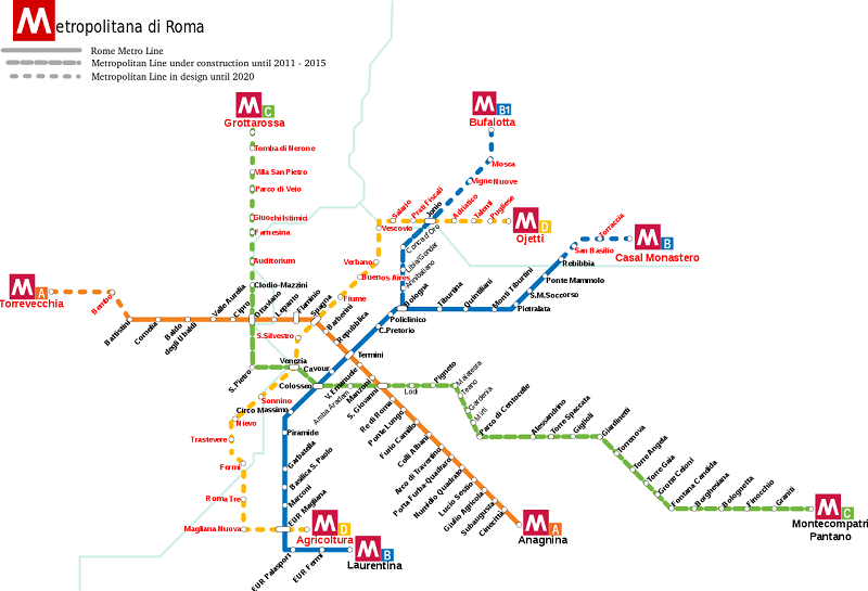 Карта метро в городе Рим